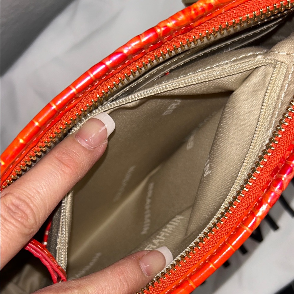 Brahmin Flame Reddish Orange Croc-Embossed Crossbody Bag/Wallet set - Picture 4 of 11